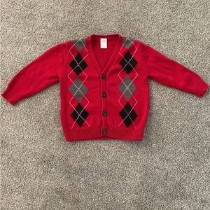 Gymboree Red Argyle Kids Cardigan